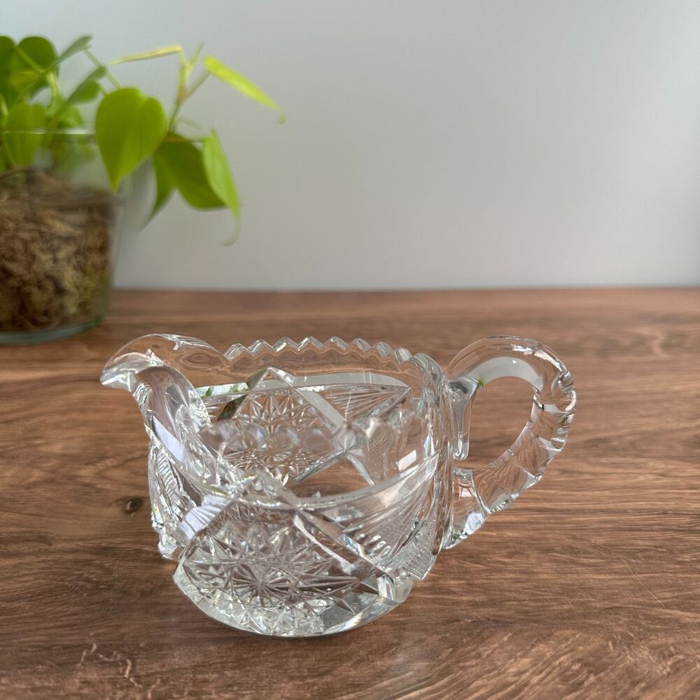 ABCG American Brilliant Period Cut Crystal Creamer With Hobstar & Fine Diamond